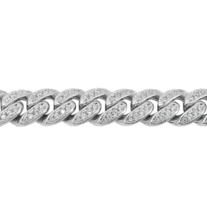 Sterling Silver (9mm) Miami Cuban Cubic Zirconia Hip Hop Bracelet 8.5"