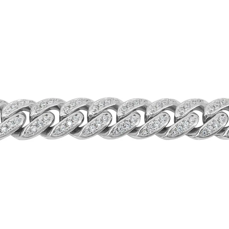 Sterling Silver (9mm) Miami Cuban Cubic Zirconia Hip Hop Bracelet 8.5"
