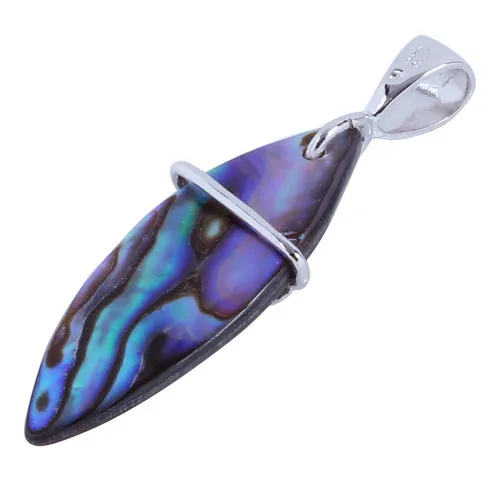 Sterling Silver Abalone Surfboard w/Plumeria Pendant (Chain Sold Separately)