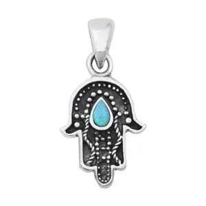 Sterling Silver Bali Style Hamsa Pendant Hand of God Rope Twist Boho Charm 925
