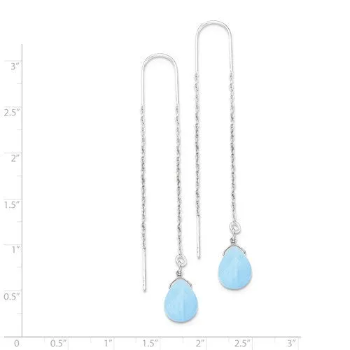 Sterling Silver Blue Agate Threader Earrings