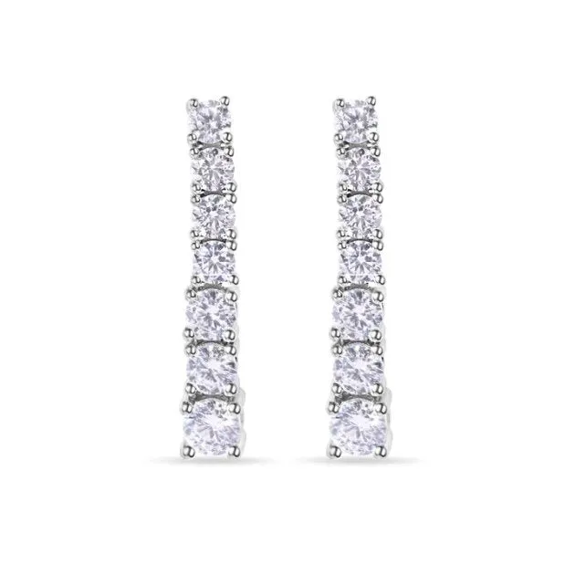 Sterling Silver Clear Cubic Zirconia Tennis Necklace, Bracelet and Earring Set