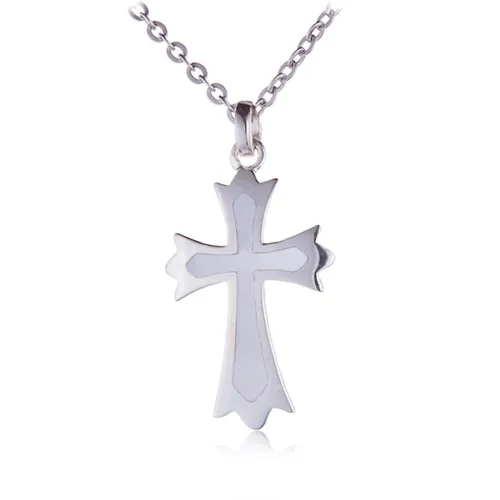 Sterling Silver Cross Pendant with Mother-of-pearl Inlay(Chain Sold Separately)