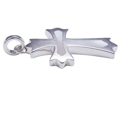 Sterling Silver Cross Pendant with Mother-of-pearl Inlay(Chain Sold Separately)