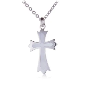Sterling Silver Cross Pendant with Mother-of-pearl Inlay(Chain Sold Separately)