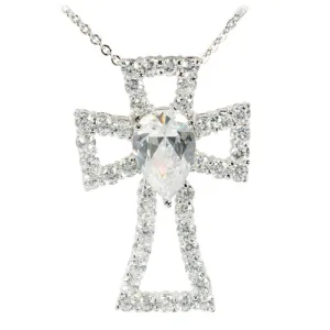 Sterling Silver CZ Cross Pendant 26 x 41mm (Chain Sold Separately)