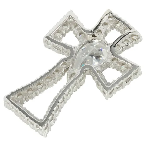 Sterling Silver CZ Cross Pendant 26 x 41mm (Chain Sold Separately)