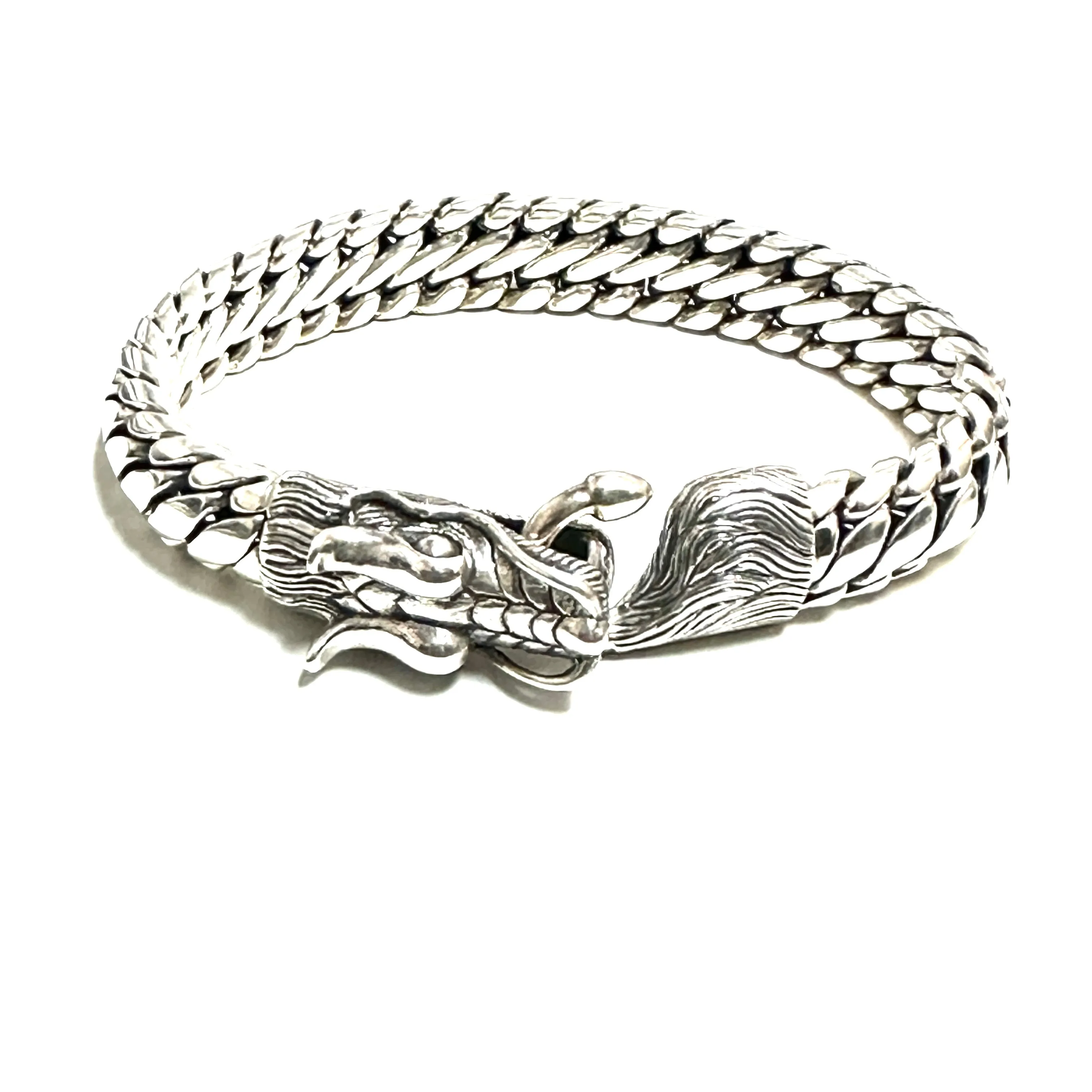 Sterling Silver Dragon Head Solid Bracelet