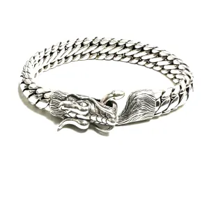 Sterling Silver Dragon Head Solid Bracelet