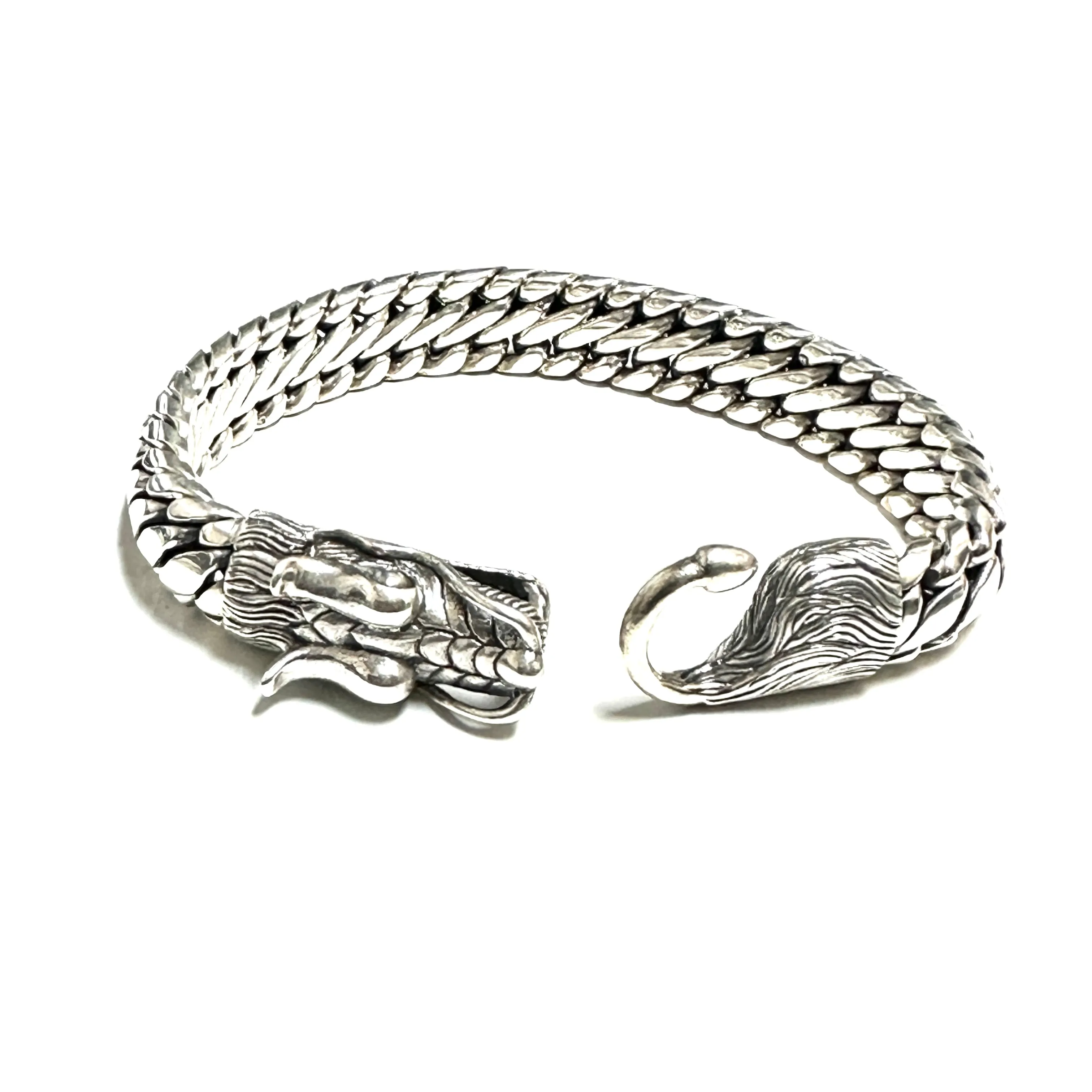 Sterling Silver Dragon Head Solid Bracelet