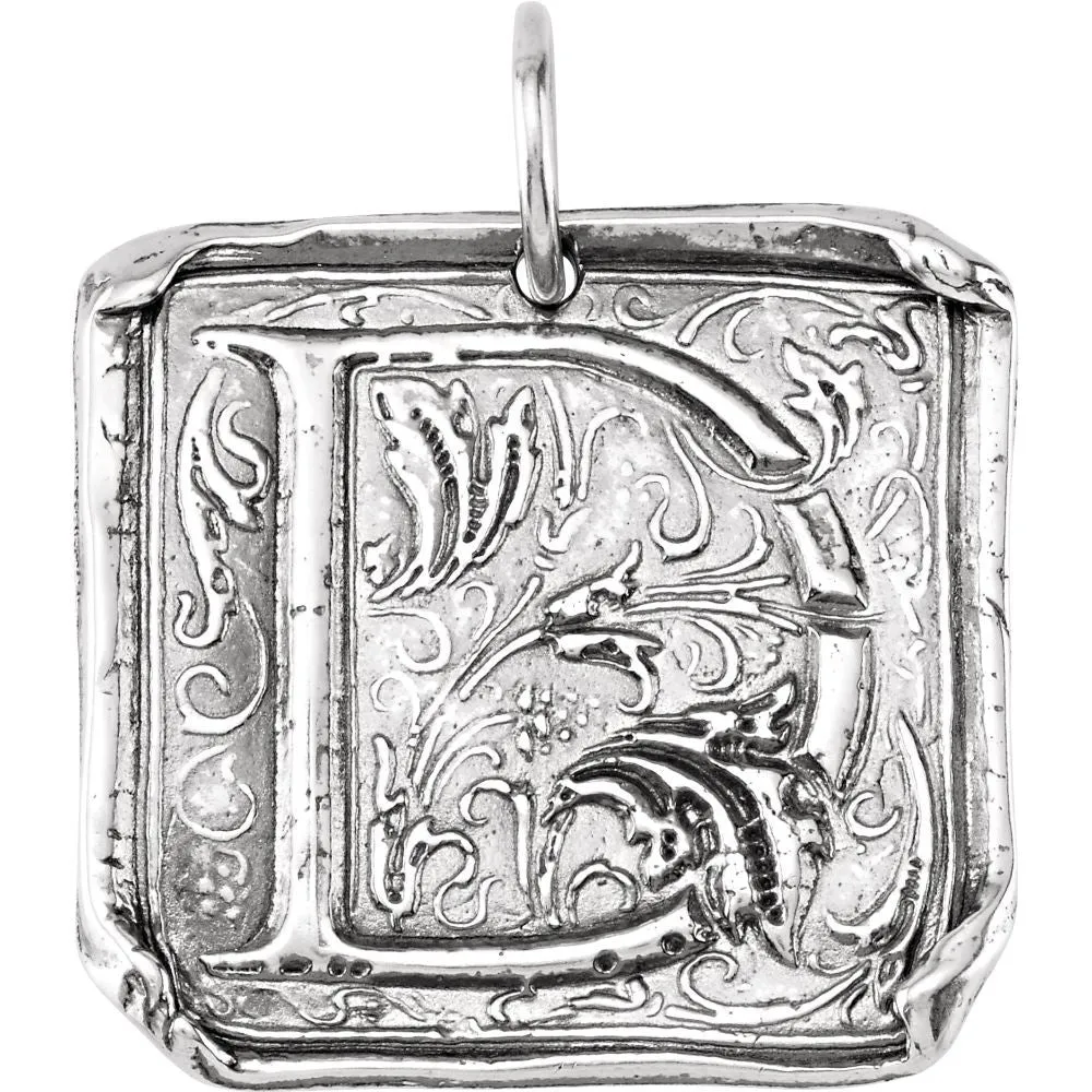 Sterling Silver Initial "D" Vintage-Style Pendant