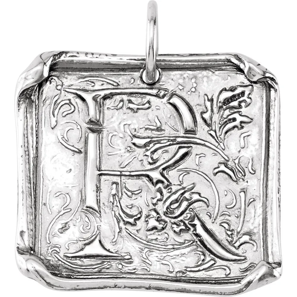 Sterling Silver Initial "R" Vintage-Style Pendant