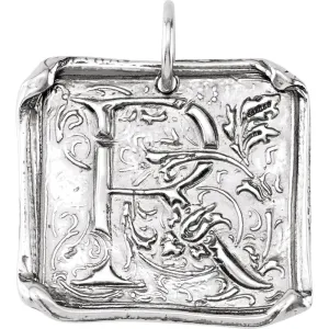 Sterling Silver Initial "R" Vintage-Style Pendant