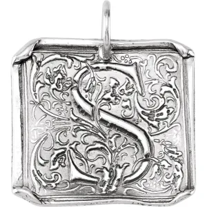 Sterling Silver Initial "S" Vintage-Style Pendant