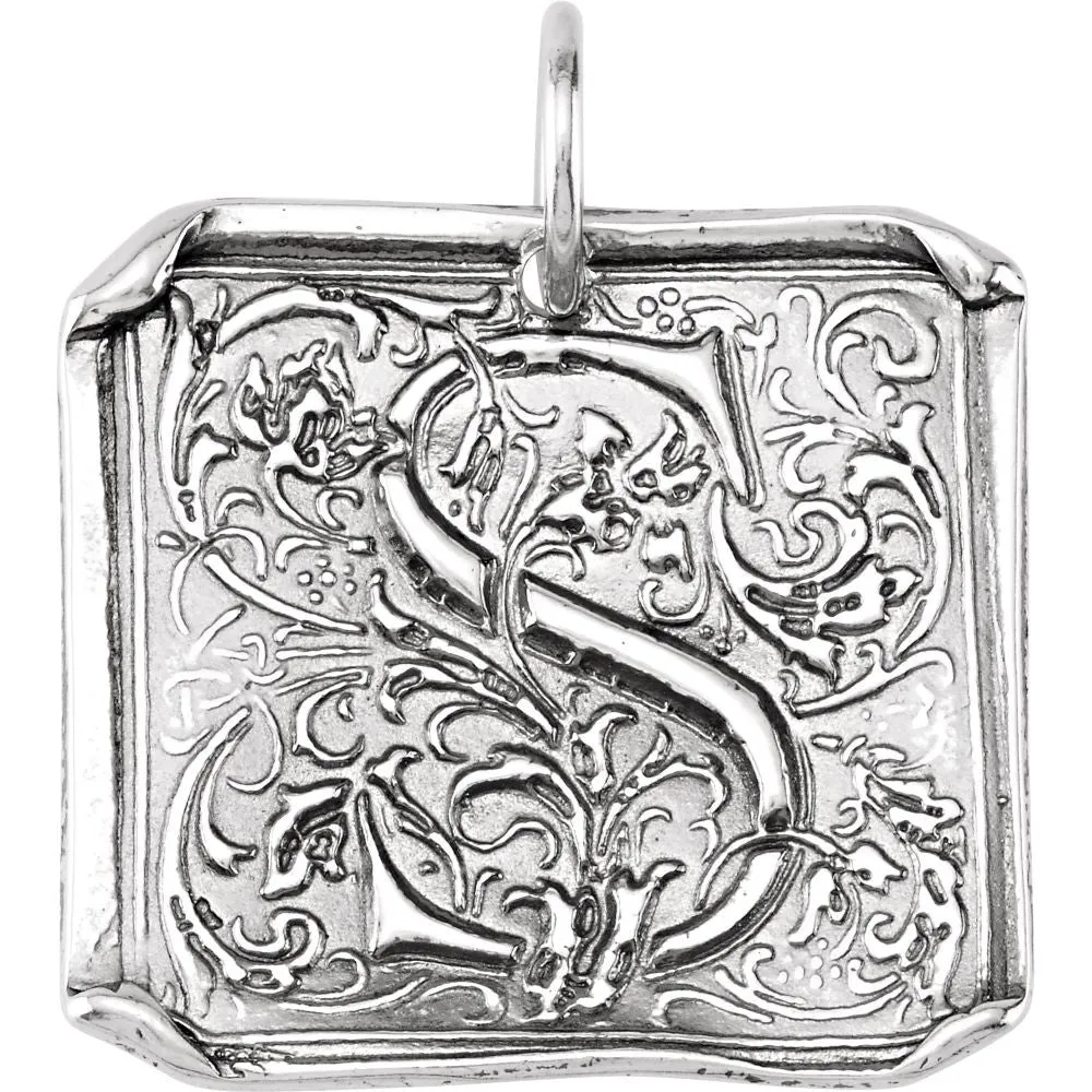 Sterling Silver Initial "S" Vintage-Style Pendant