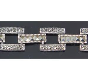 Sterling Silver Marcasite Squares Bracelet 7"