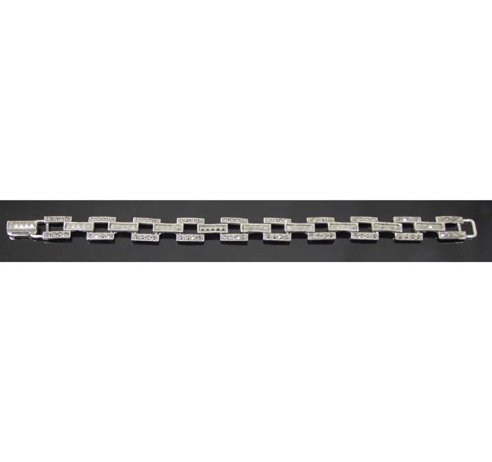 Sterling Silver Marcasite Squares Bracelet 7"