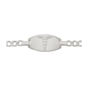 Sterling Silver Medical ID Figaro Link Bracelet 7.5"
