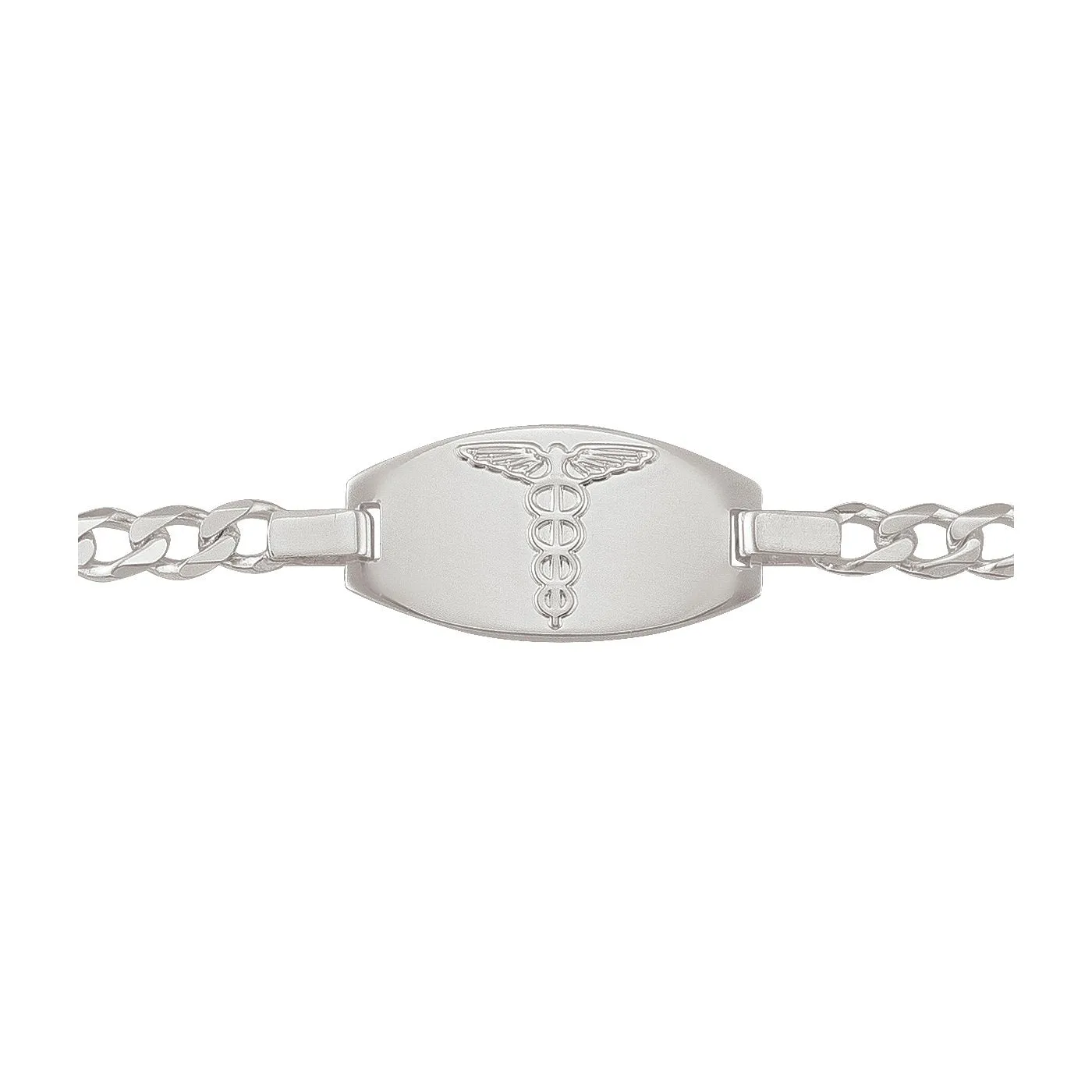 Sterling Silver Medical ID Figaro Link Bracelet 7.5"