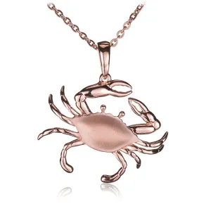 Sterling Silver Pink Gold Plated Moving Crab Pendant Sandblast Finished(Chain Sold Separately)