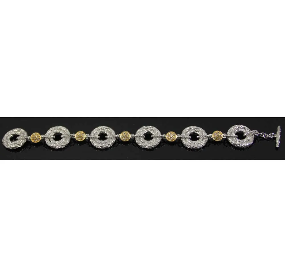 Sterling Silver Rhodium Circles Bracelet 7"