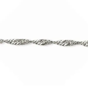 Sterling Silver Rhodium Plated (2.8mm) Singapore Bracelet 7.5"