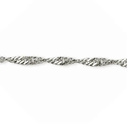 Sterling Silver Rhodium Plated (2.8mm) Singapore Bracelet 7.5"