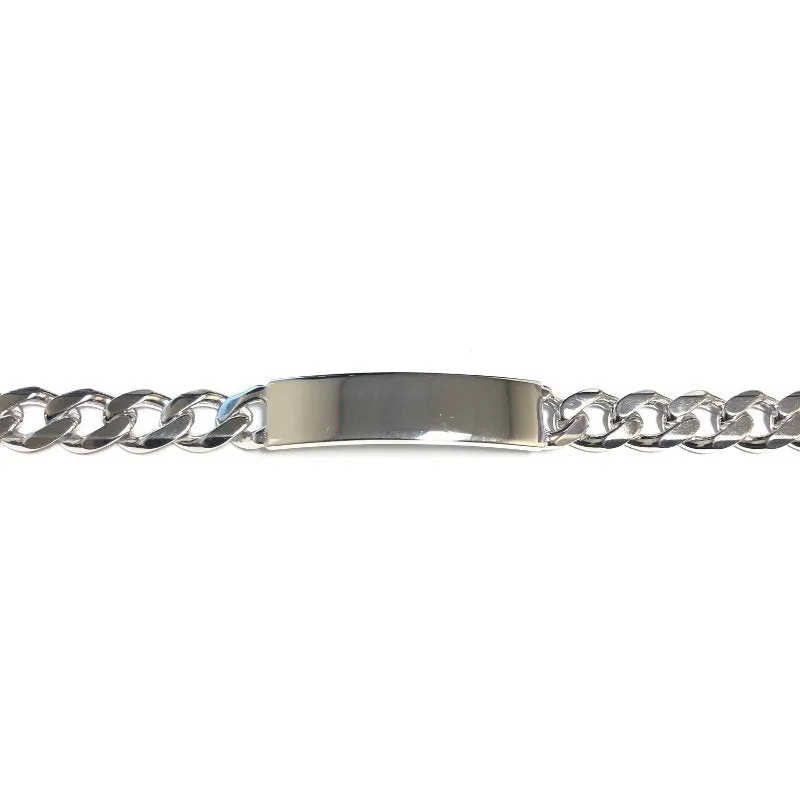 Sterling Silver Rhodium Plated (9mm) Curb ID Bracelet 8.5"