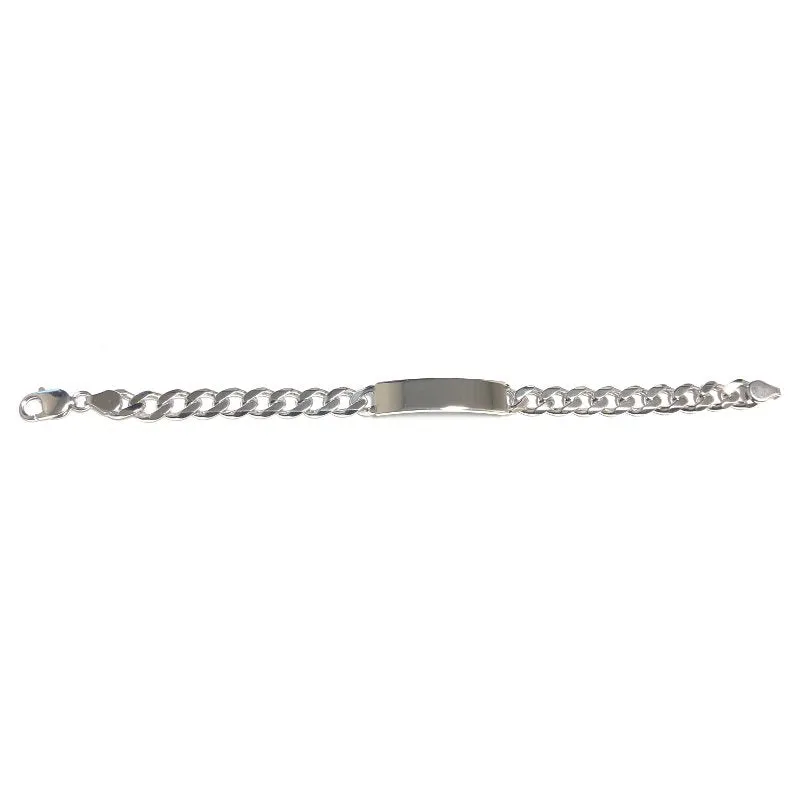 Sterling Silver Rhodium Plated (9mm) Curb ID Bracelet 8.5"