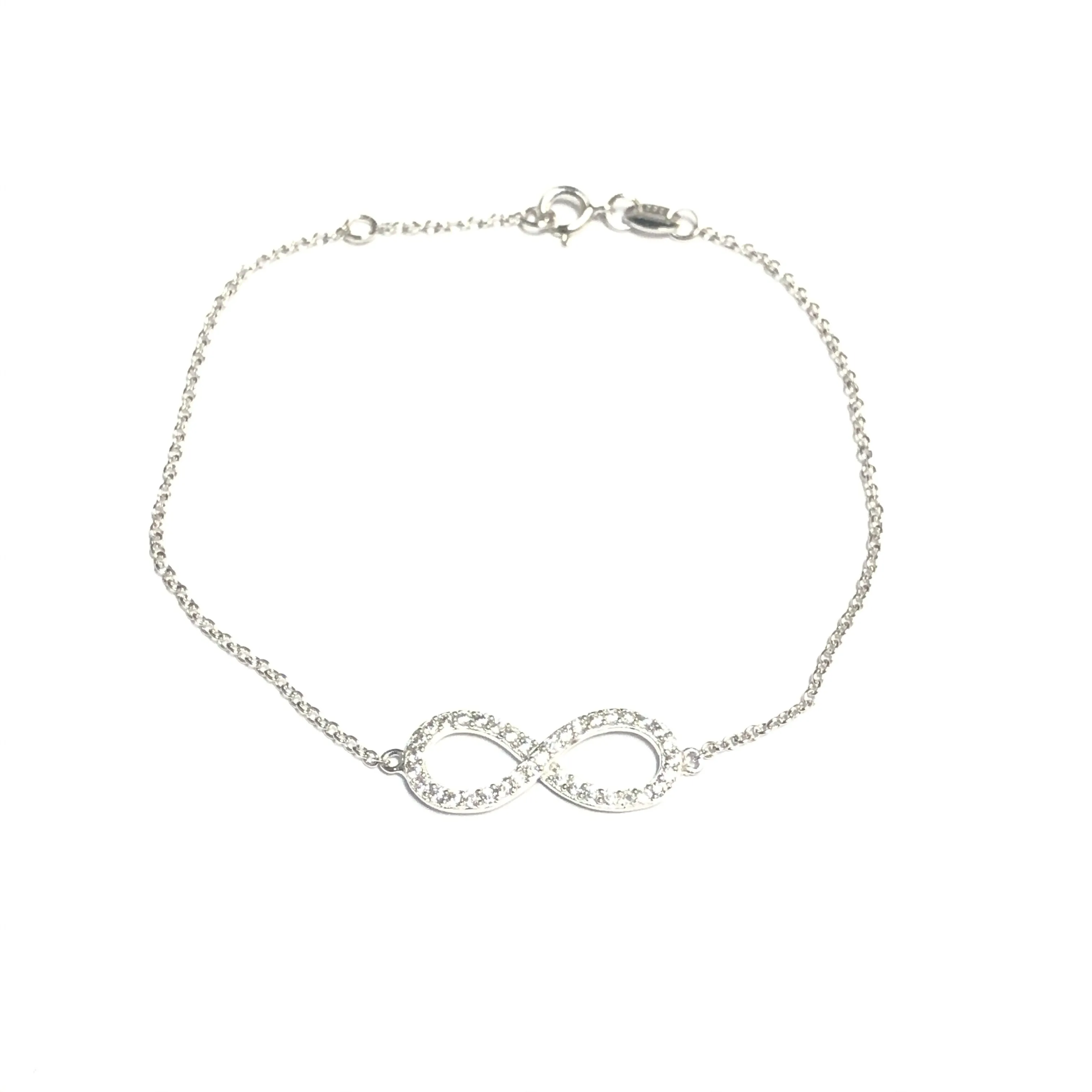 Sterling Silver Sideway Infinity CZ Bracelet