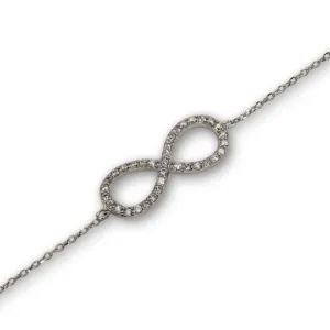 Sterling Silver Sideway Infinity CZ Bracelet