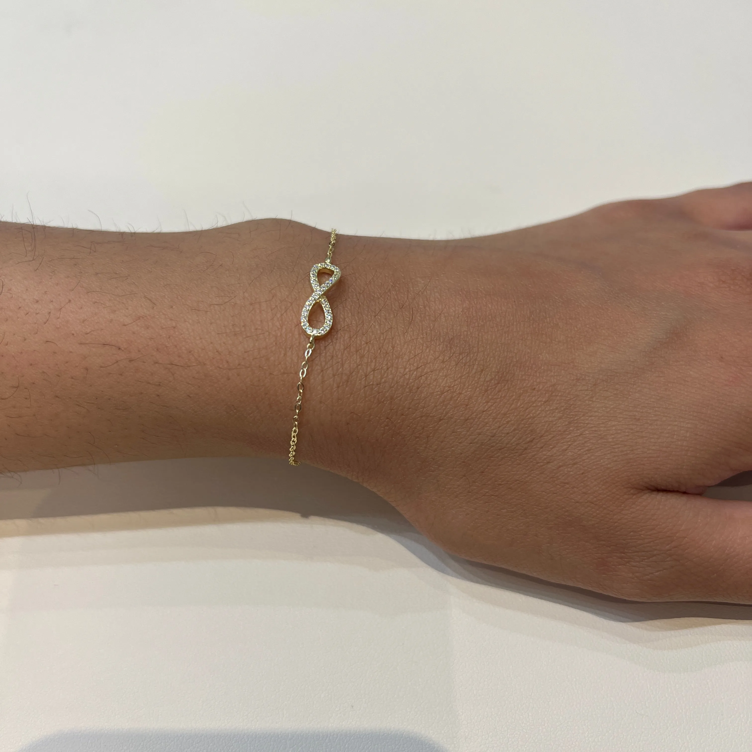 Sterling Silver Sideway Infinity CZ Bracelet