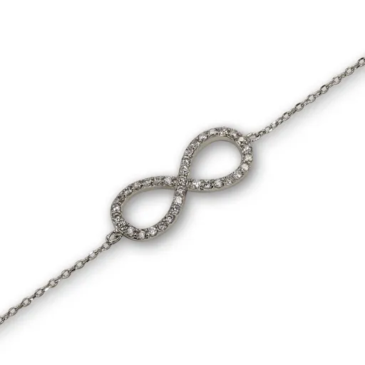 Sterling Silver Sideway Infinity CZ Bracelet