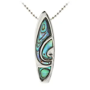 Sterling Silver Surf Abalone Surfboard Pendant (Chain Sold Separately)