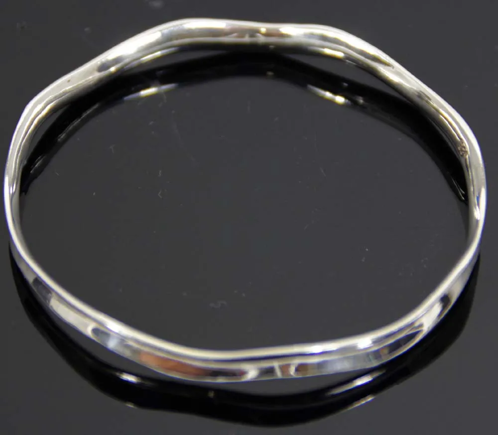 Sterling Silver Wave Design Bangle
