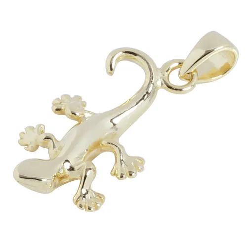 Sterling Silver Yellow Gold Plated Gecko Pendant (Chain Sold Separately)