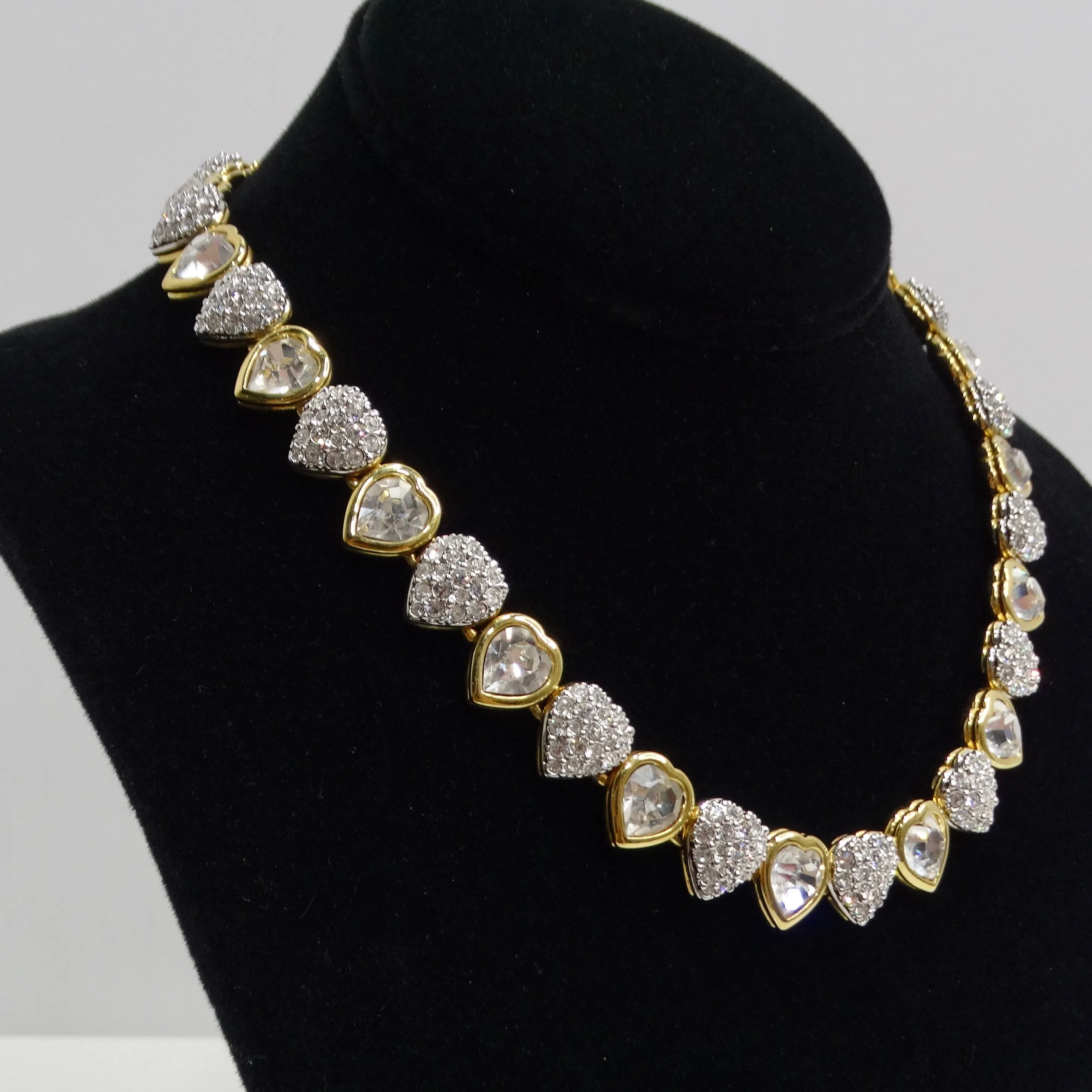 Swarovski Vintage 14K Gold Plated Crystal Heart Choker