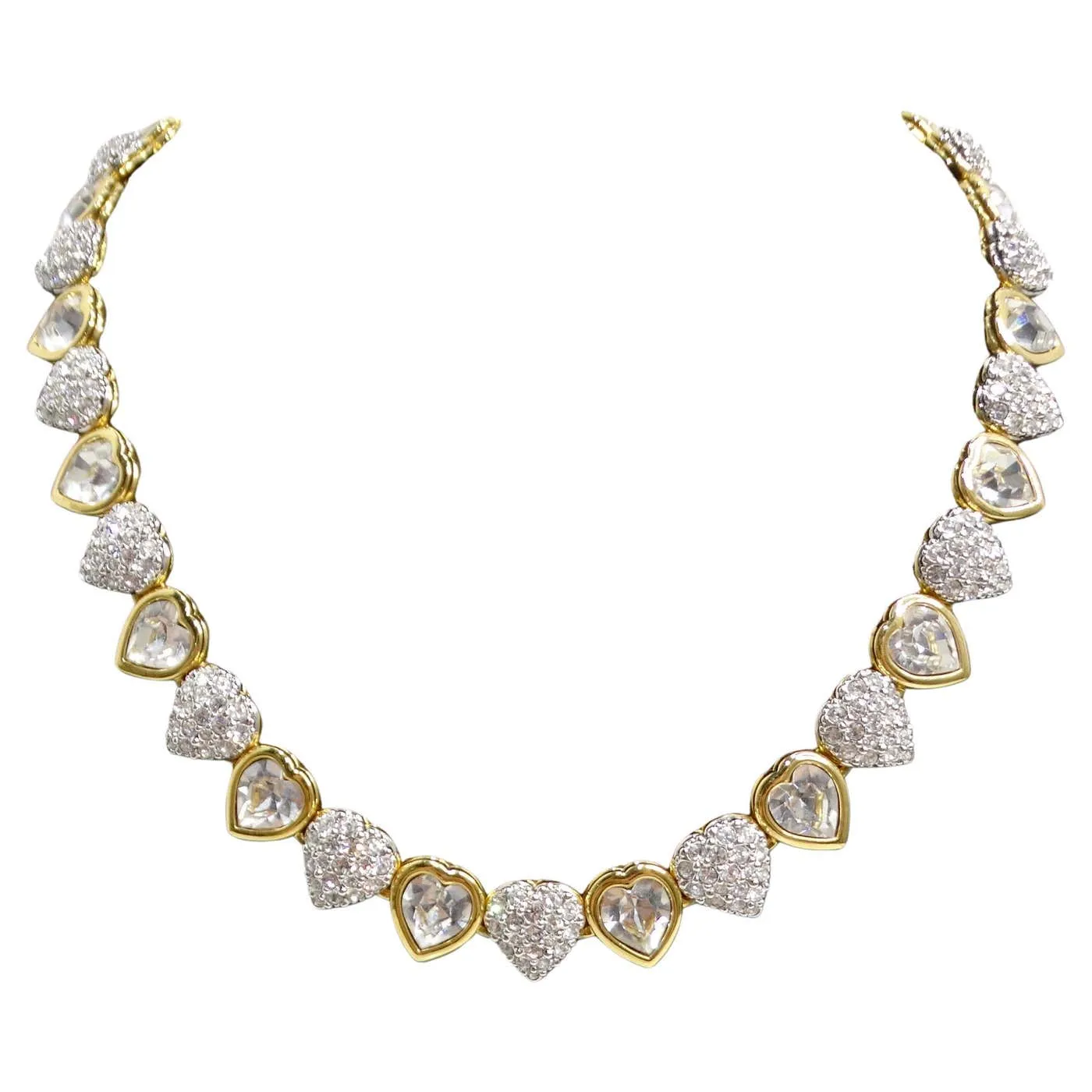 Swarovski Vintage 14K Gold Plated Crystal Heart Choker