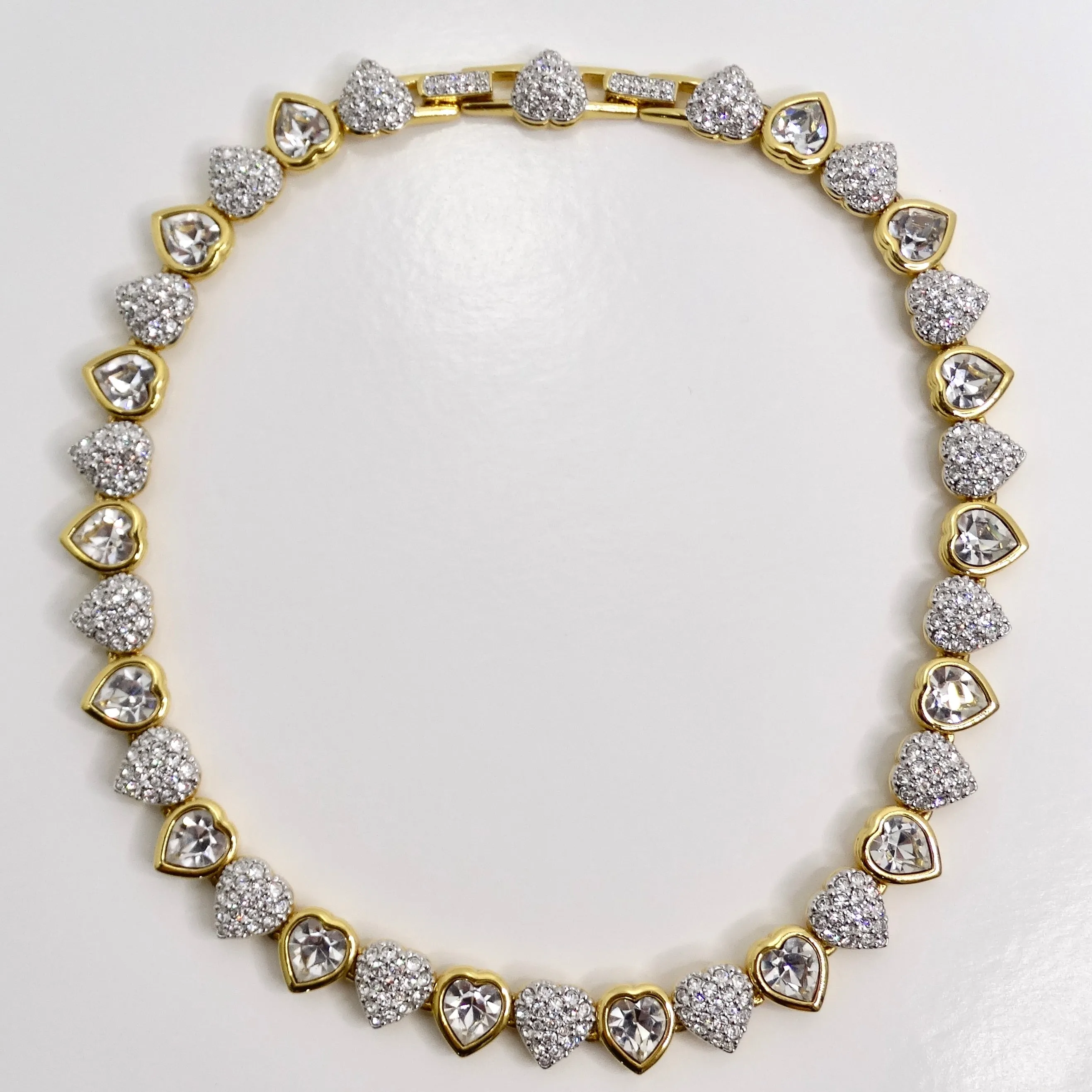 Swarovski Vintage 14K Gold Plated Crystal Heart Choker