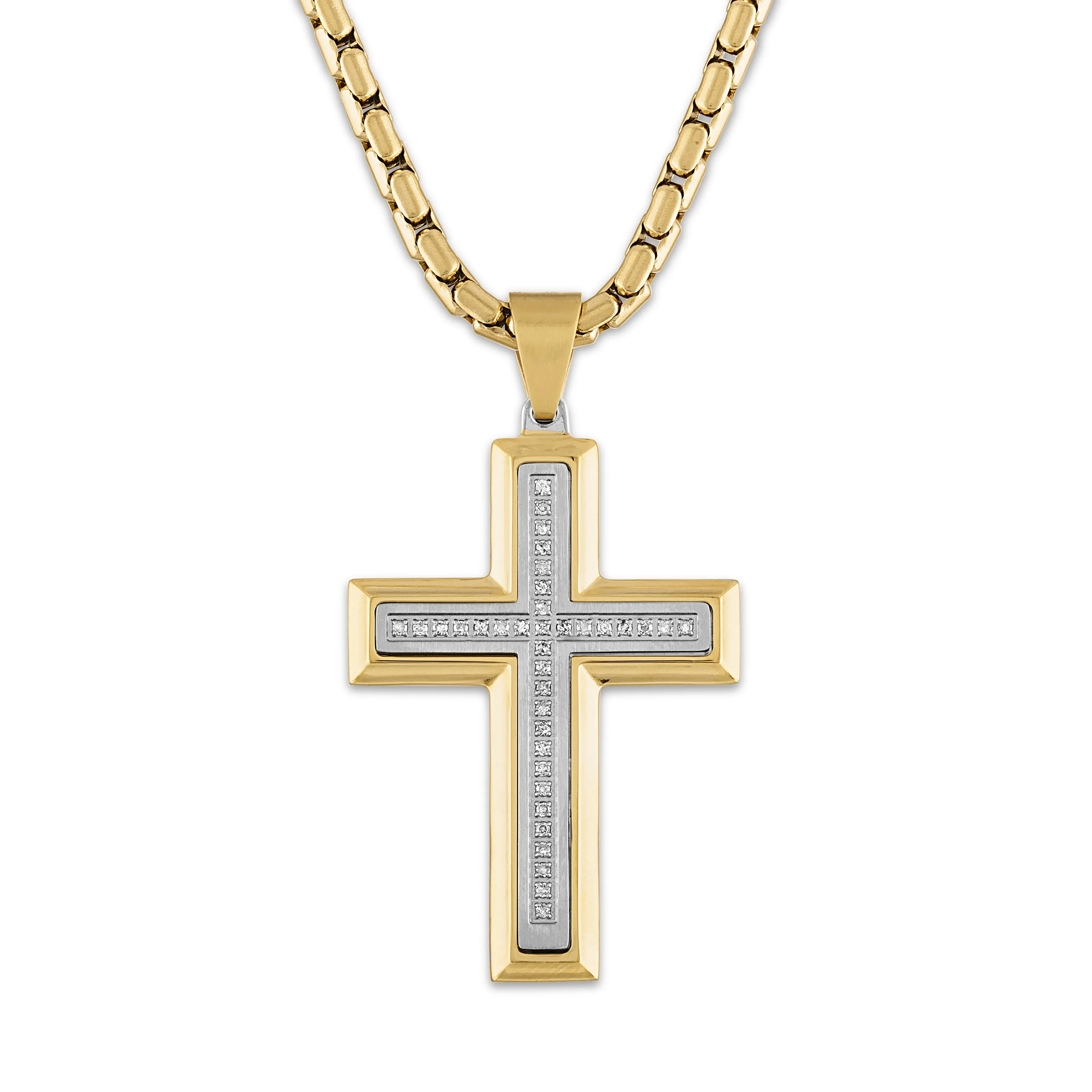 The Men's Corner Pendant 1/5 Cttw Diamond With Gold Ion Plated Stainless Steel