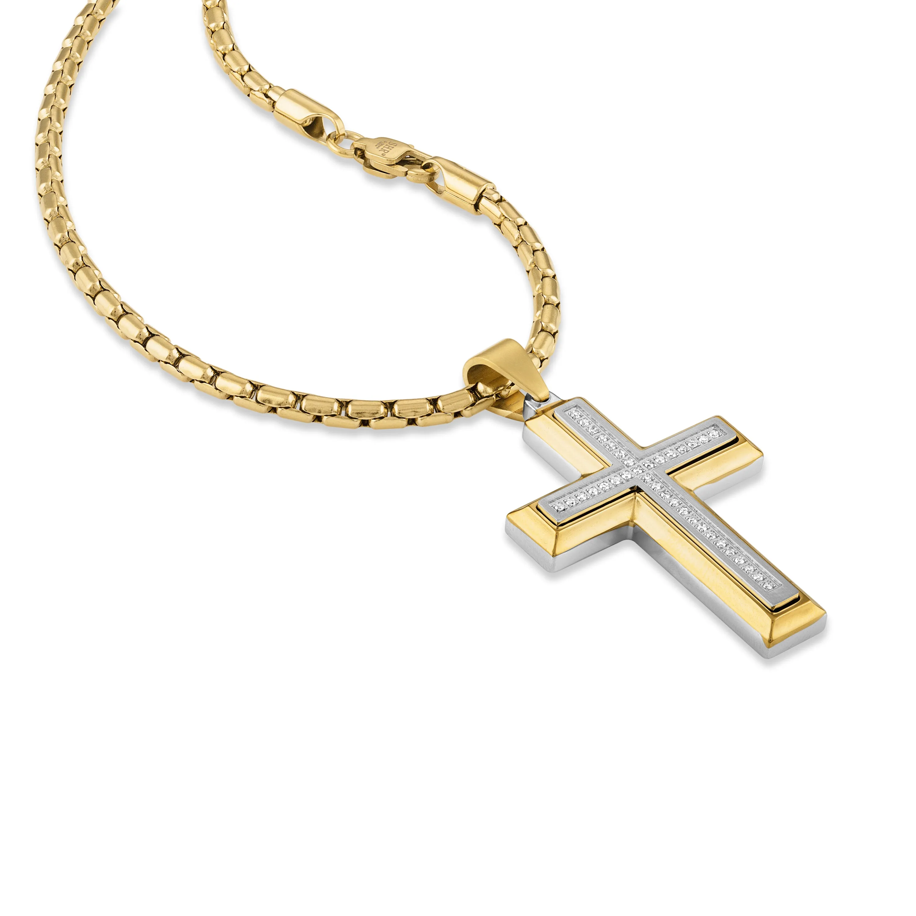 The Men's Corner Pendant 1/5 Cttw Diamond With Gold Ion Plated Stainless Steel