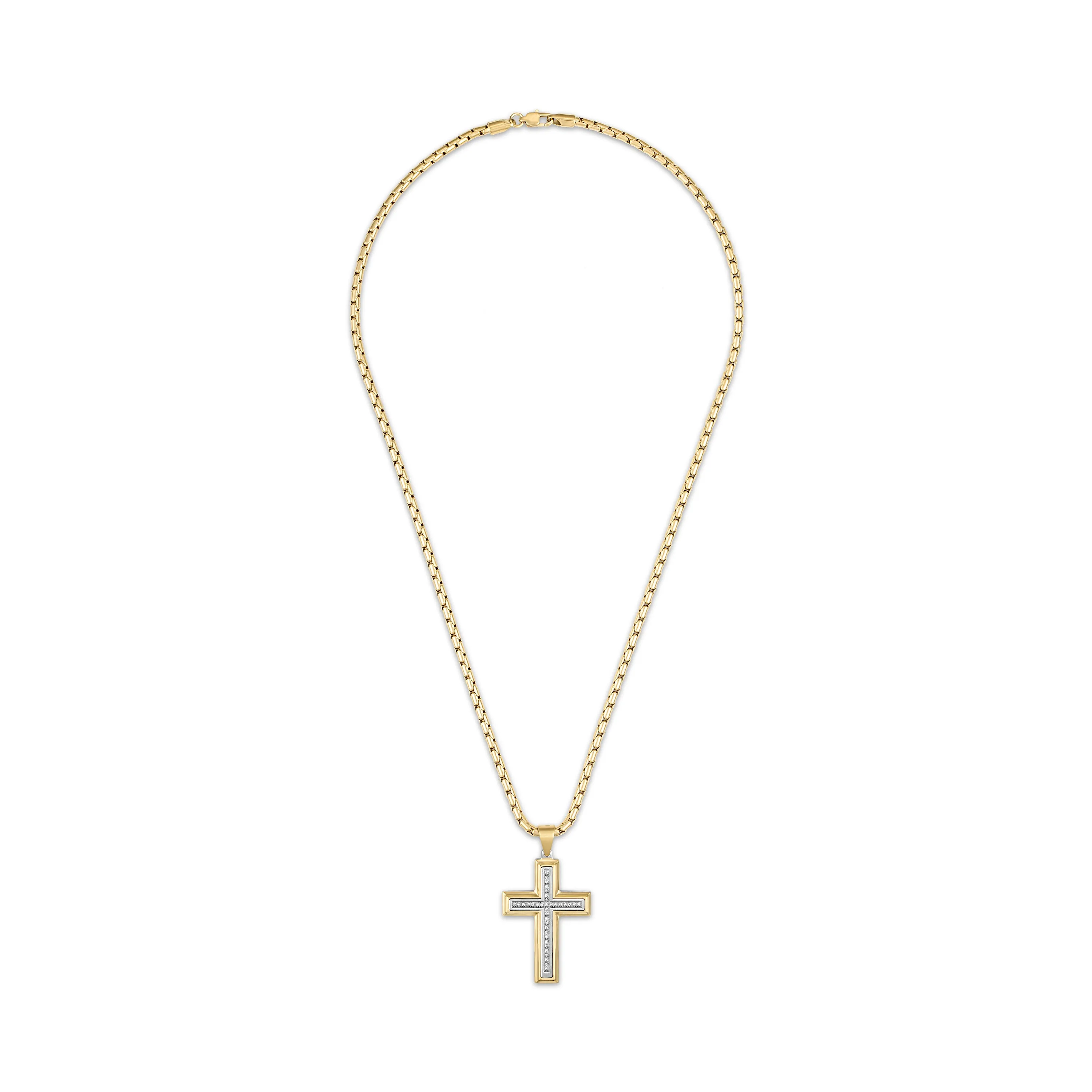 The Men's Corner Pendant 1/5 Cttw Diamond With Gold Ion Plated Stainless Steel