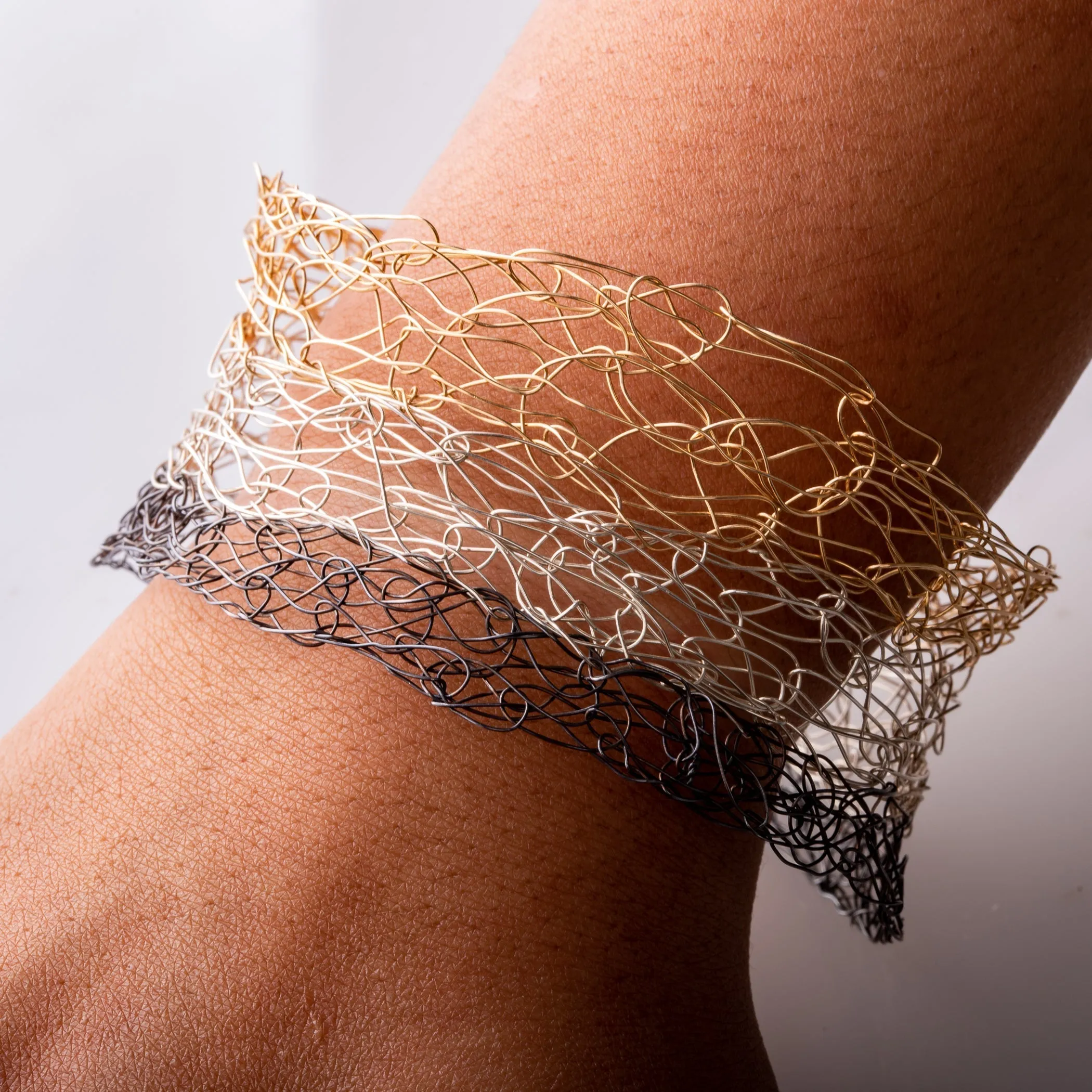 Thick Spun Tri-metal Bracelet