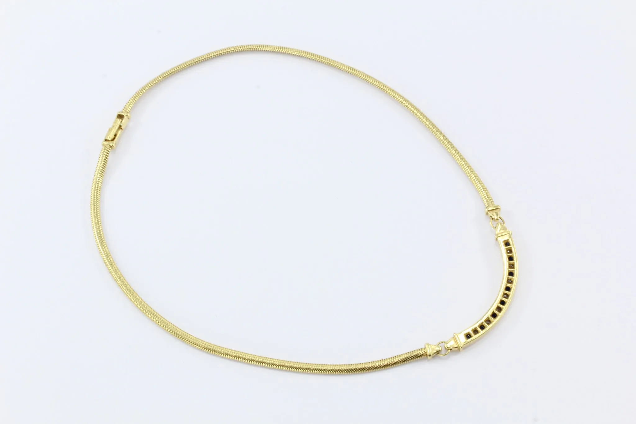 Tiffany & Co 18K Gold Diamond Sapphire Choker Necklace