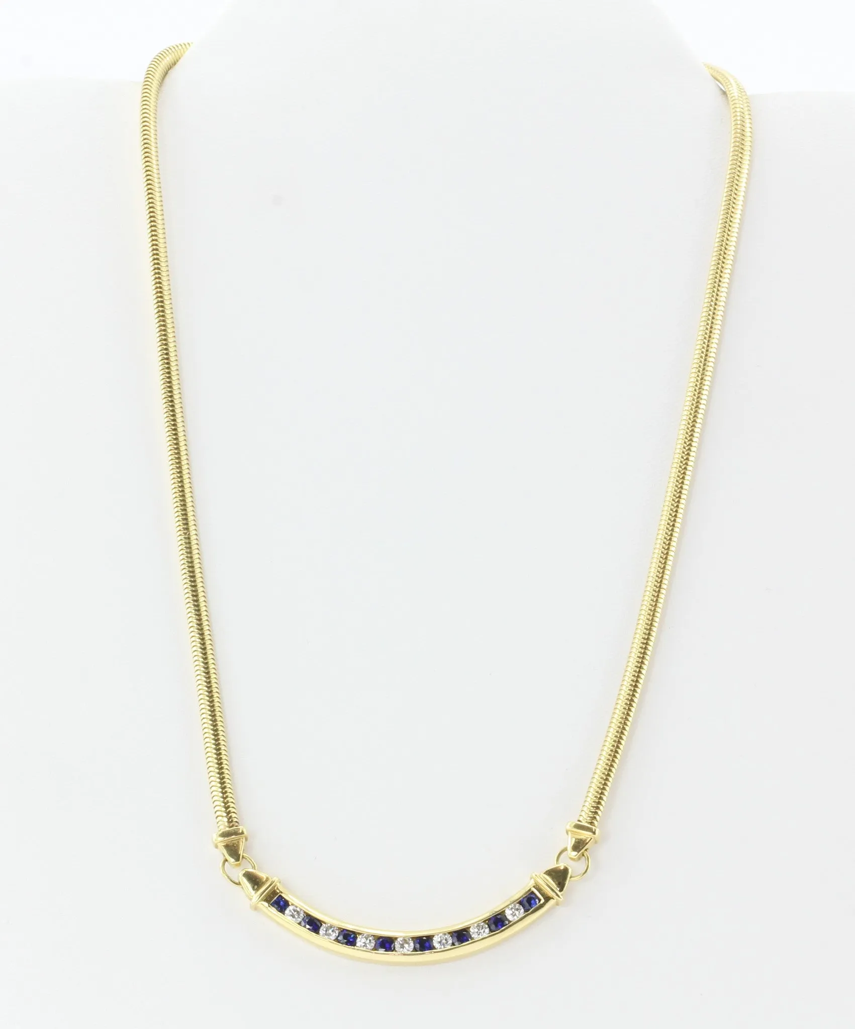 Tiffany & Co 18K Gold Diamond Sapphire Choker Necklace