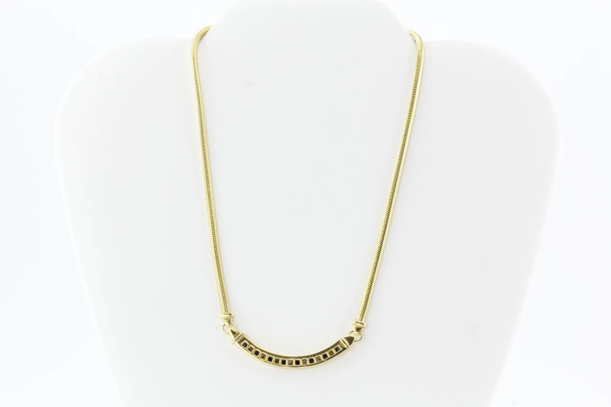 Tiffany & Co 18K Gold Diamond Sapphire Choker Necklace