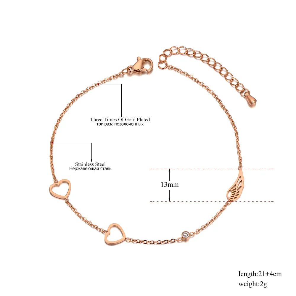 Titanium Stainless Steel Bohemia CZ Crystal Chain & Link Anklets For Women