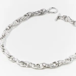 Toggle Chunky Curb Chain Choker 15" Silver Color