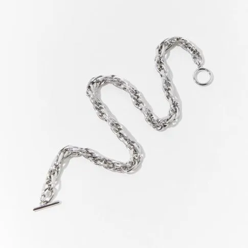 Toggle Chunky Curb Chain Choker 15" Silver Color