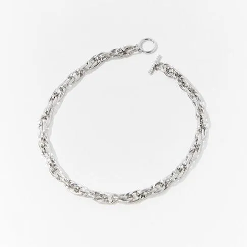 Toggle Chunky Curb Chain Choker 15" Silver Color